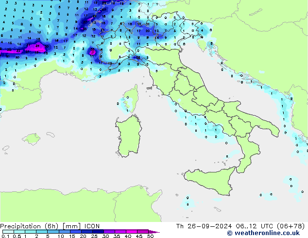 opad (6h) ICON czw. 26.09.2024 12 UTC