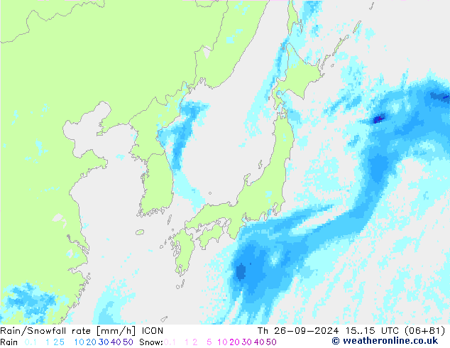 Rain/Snowfall rate ICON Th 26.09.2024 15 UTC