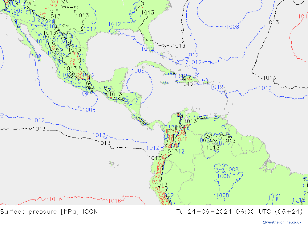 Luchtdruk (Grond) ICON di 24.09.2024 06 UTC