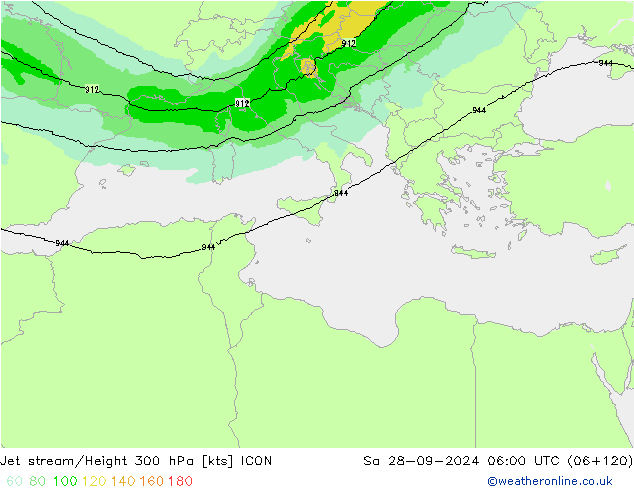 Courant-jet ICON sam 28.09.2024 06 UTC