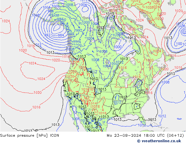 Surface pressure ICON Mo 23.09.2024 18 UTC