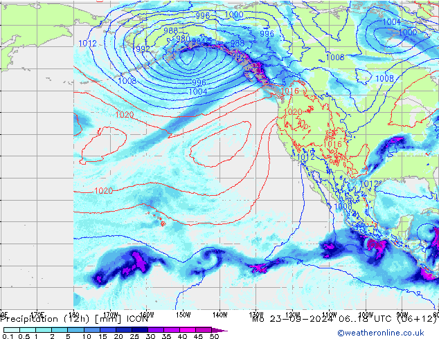 Precipitação (12h) ICON Seg 23.09.2024 18 UTC