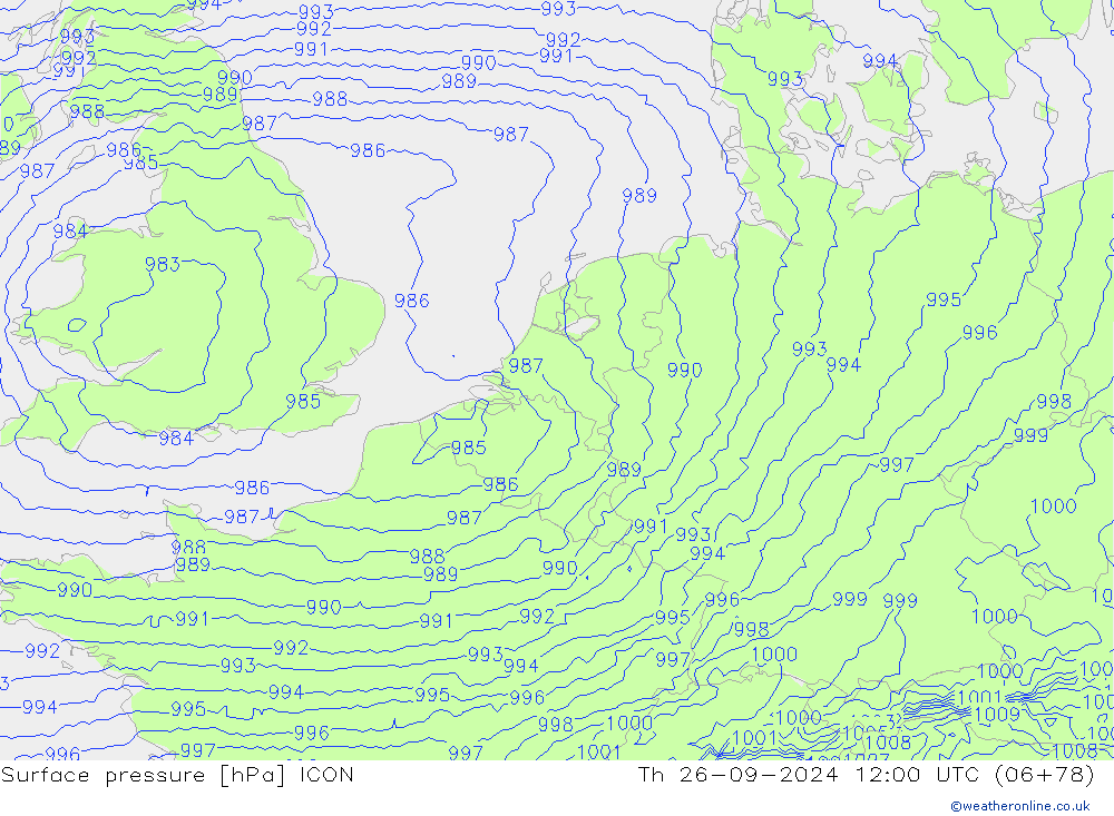 Yer basıncı ICON Per 26.09.2024 12 UTC