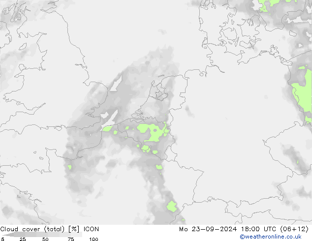 Wolken (gesamt) ICON Mo 23.09.2024 18 UTC