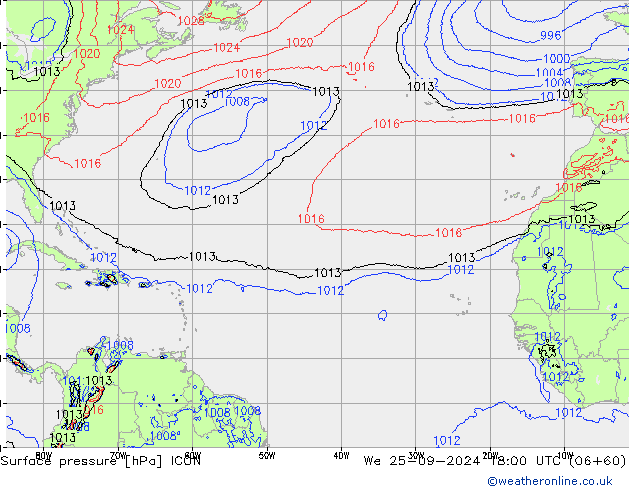 приземное давление ICON ср 25.09.2024 18 UTC