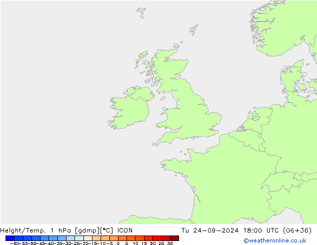 Yükseklik/Sıc. 1 hPa ICON Sa 24.09.2024 18 UTC