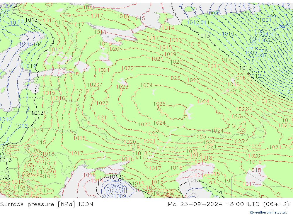 pressão do solo ICON Seg 23.09.2024 18 UTC