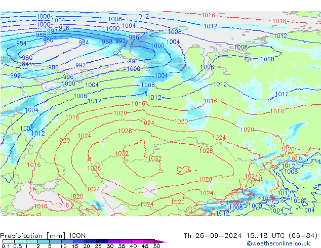 Précipitation ICON jeu 26.09.2024 18 UTC