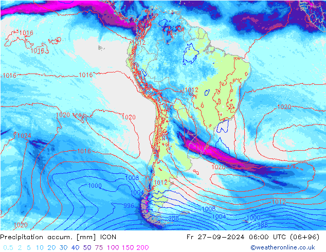 Precipitation accum. ICON pt. 27.09.2024 06 UTC