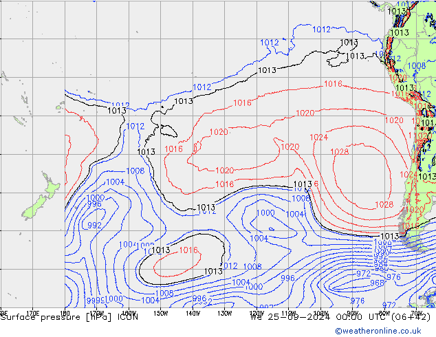 Surface pressure ICON We 25.09.2024 00 UTC