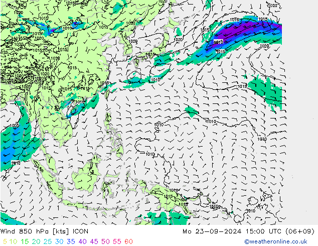 Wind 850 hPa ICON Mo 23.09.2024 15 UTC