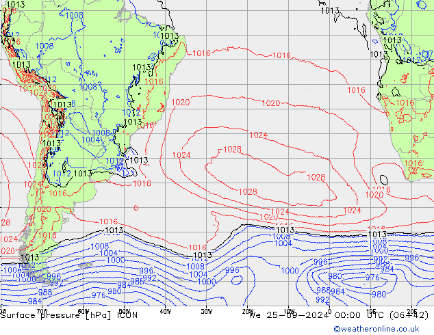 Luchtdruk (Grond) ICON wo 25.09.2024 00 UTC