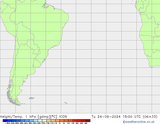 Height/Temp. 1 гПа ICON вт 24.09.2024 15 UTC