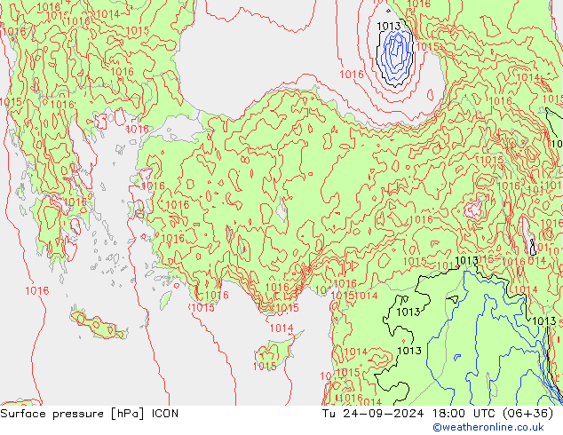 Surface pressure ICON Tu 24.09.2024 18 UTC