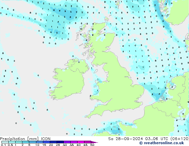 Precipitation ICON Sa 28.09.2024 06 UTC