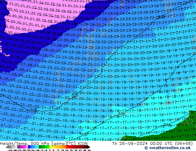 Yükseklik/Sıc. 500 hPa ICON Per 26.09.2024 00 UTC