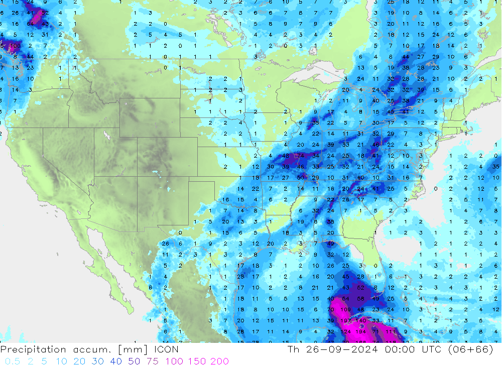 Totale neerslag ICON do 26.09.2024 00 UTC