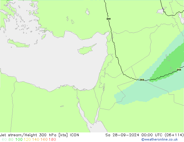 Corriente en chorro ICON sáb 28.09.2024 00 UTC