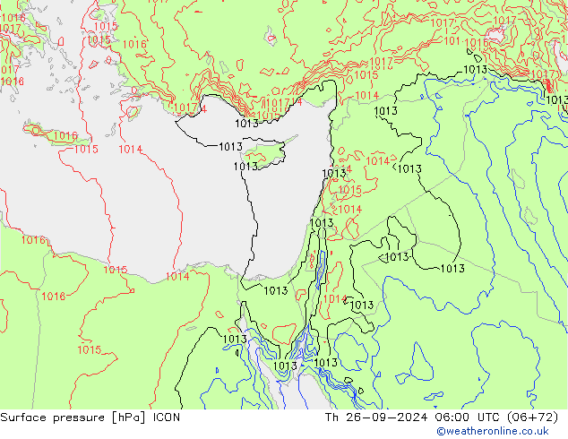 Yer basıncı ICON Per 26.09.2024 06 UTC