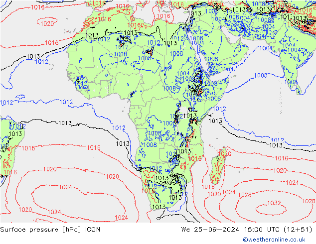 Luchtdruk (Grond) ICON wo 25.09.2024 15 UTC