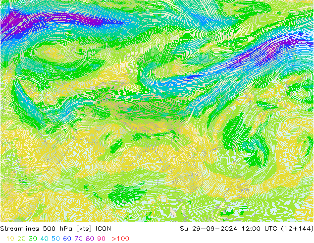 Streamlines 500 hPa ICON Ne 29.09.2024 12 UTC