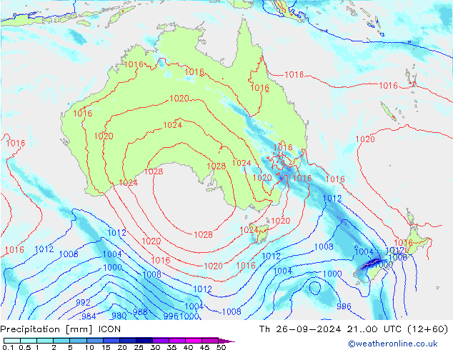 осадки ICON чт 26.09.2024 00 UTC