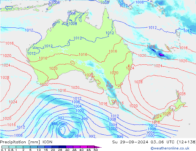 Precipitazione ICON dom 29.09.2024 06 UTC