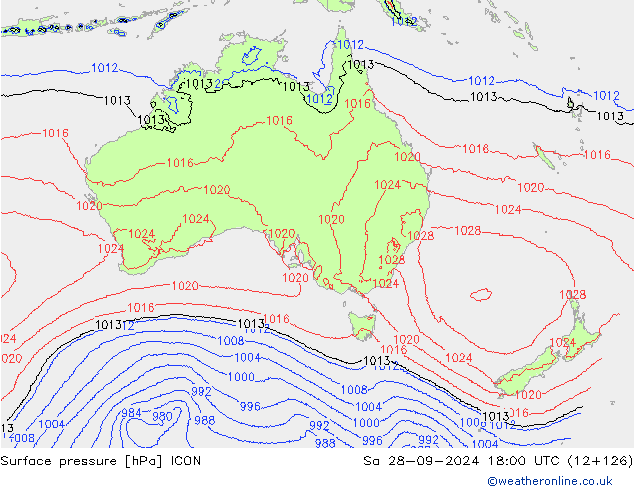 Luchtdruk (Grond) ICON za 28.09.2024 18 UTC