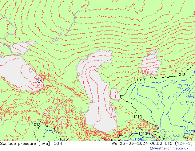 приземное давление ICON ср 25.09.2024 06 UTC