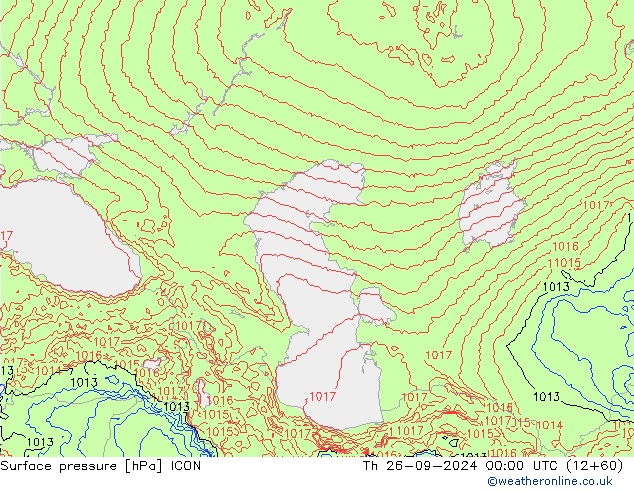 Surface pressure ICON Th 26.09.2024 00 UTC