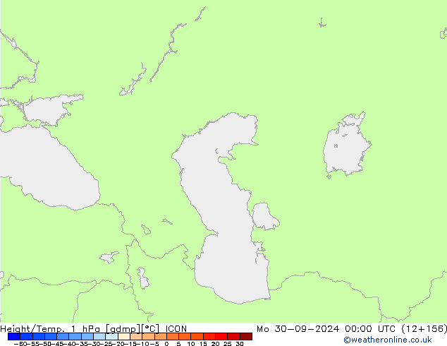 Height/Temp. 1 гПа ICON пн 30.09.2024 00 UTC