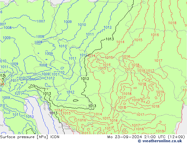 Bodendruck ICON Mo 23.09.2024 21 UTC