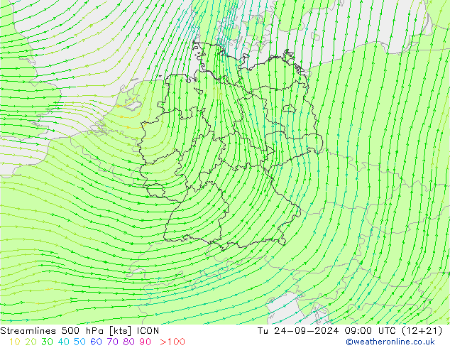  500 hPa ICON  24.09.2024 09 UTC