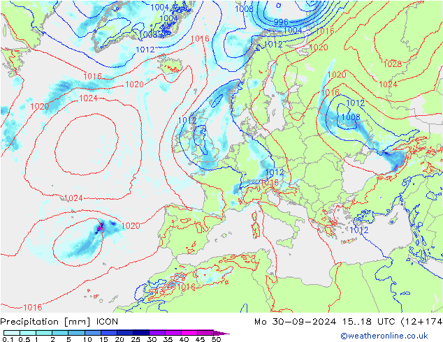 Precipitazione ICON lun 30.09.2024 18 UTC