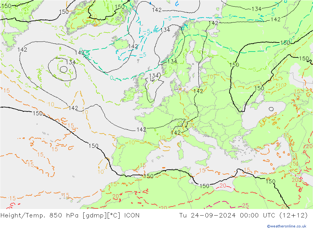 Géop./Temp. 850 hPa ICON mar 24.09.2024 00 UTC