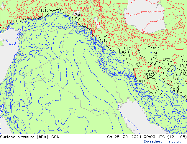 Luchtdruk (Grond) ICON za 28.09.2024 00 UTC