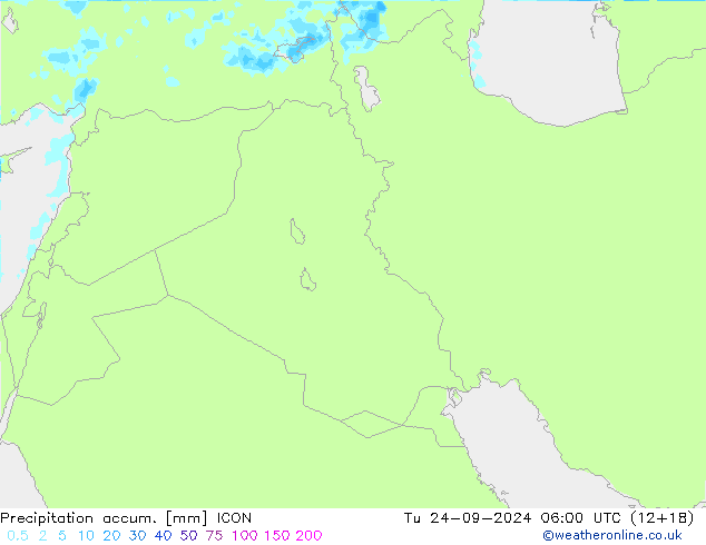 Precipitation accum. ICON Tu 24.09.2024 06 UTC