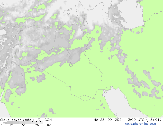 Nubi (totali) ICON lun 23.09.2024 13 UTC