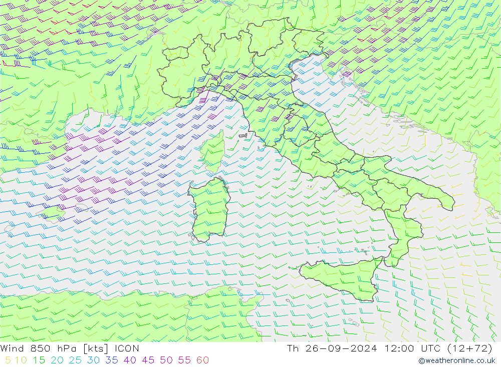 Wind 850 hPa ICON Th 26.09.2024 12 UTC