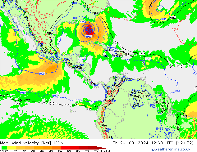 Max. wind snelheid ICON do 26.09.2024 12 UTC