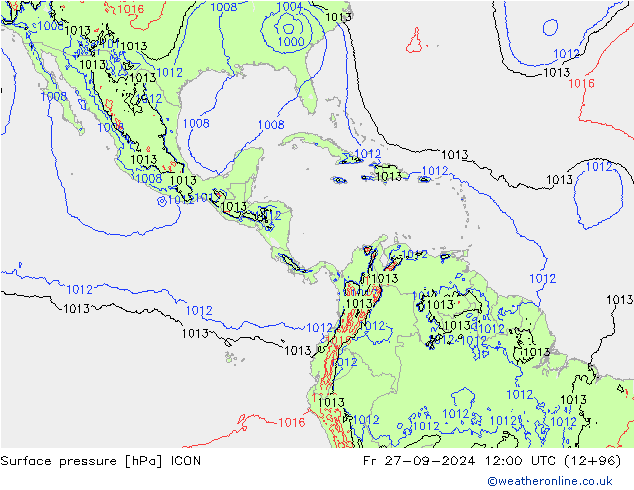 ciśnienie ICON pt. 27.09.2024 12 UTC