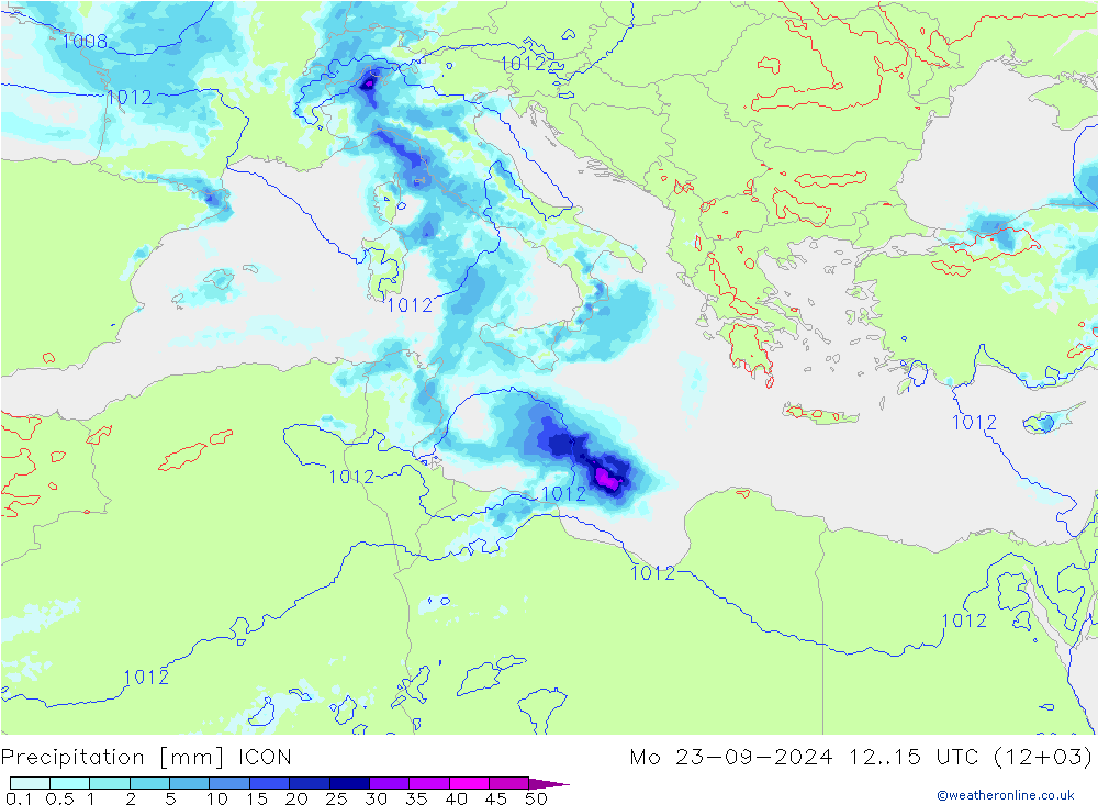 Precipitation ICON Mo 23.09.2024 15 UTC