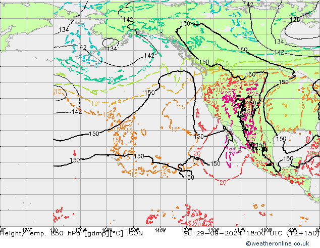 Yükseklik/Sıc. 850 hPa ICON Paz 29.09.2024 18 UTC