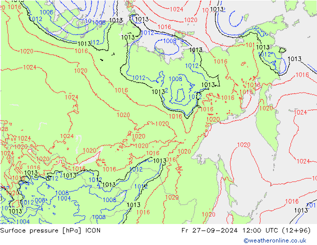 приземное давление ICON пт 27.09.2024 12 UTC