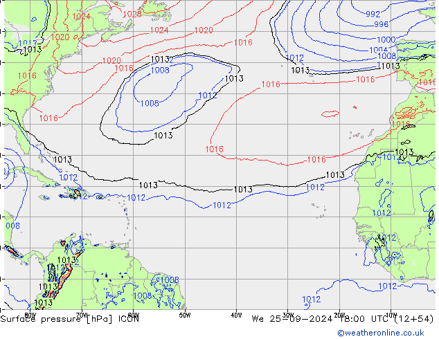 Surface pressure ICON We 25.09.2024 18 UTC