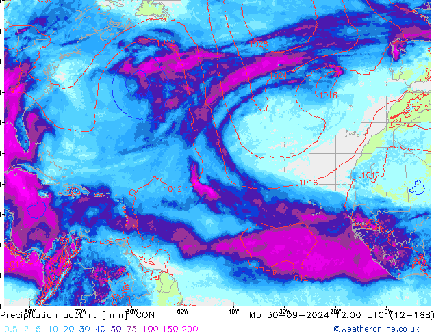 Precipitation accum. ICON  30.09.2024 12 UTC