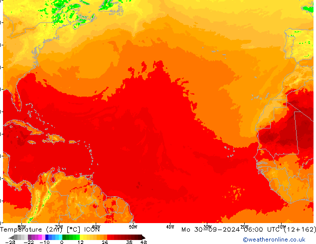 Temperatuurkaart (2m) ICON ma 30.09.2024 06 UTC