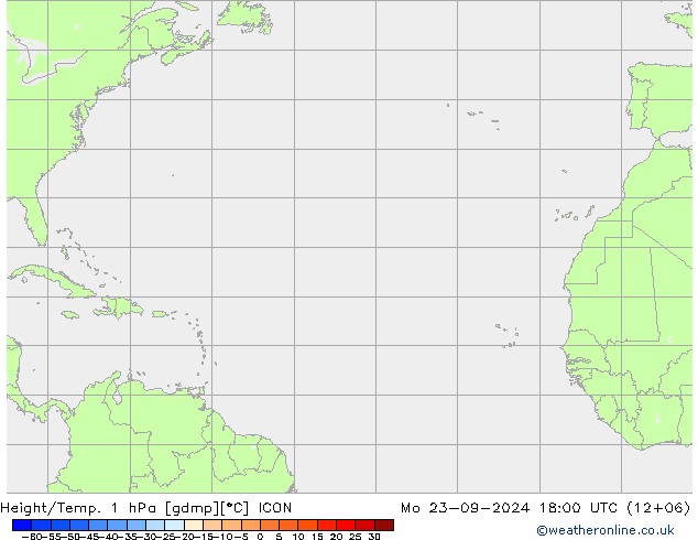 Height/Temp. 1 hPa ICON lun 23.09.2024 18 UTC