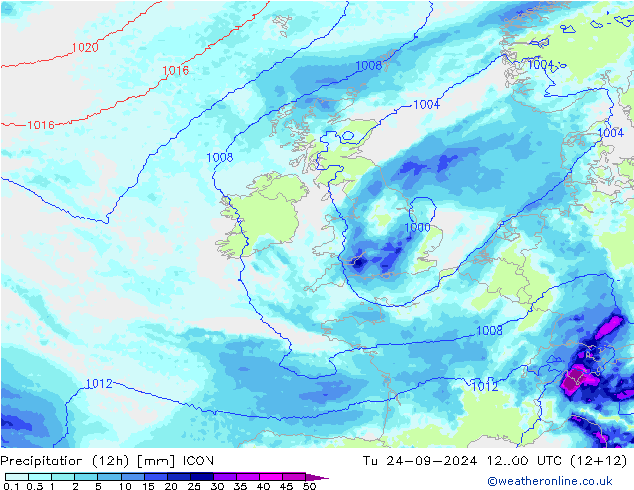 Nied. akkumuliert (12Std) ICON Di 24.09.2024 00 UTC