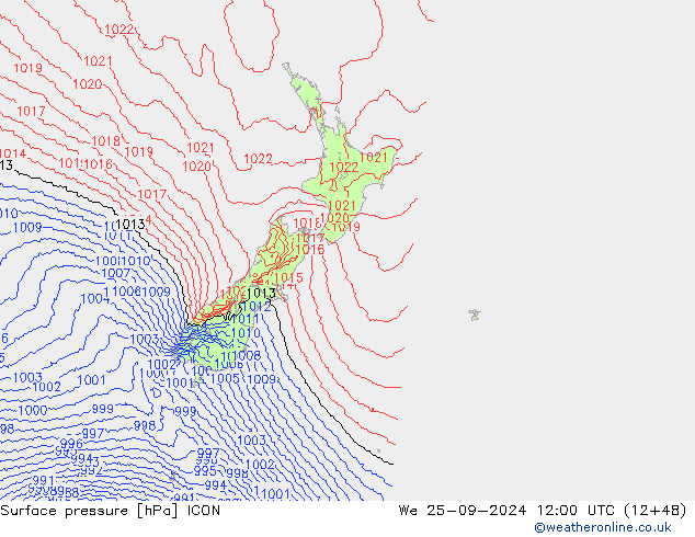 ciśnienie ICON śro. 25.09.2024 12 UTC